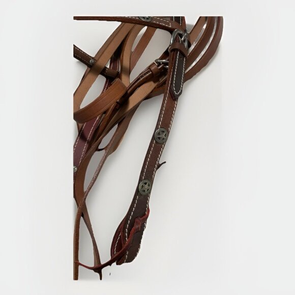 NEW Leather Horse/Pony Headstall Bridle Halter Combo w/ Martingale Beige Tack - Picture 3 of 8